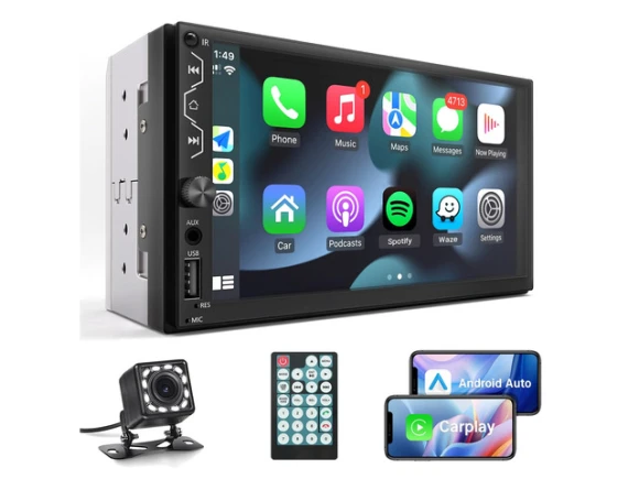 Red Double-DIN Car Stereo — Car Infotainment System, Leadfan