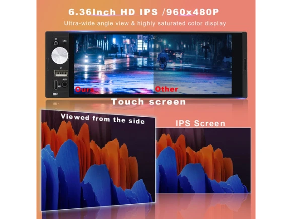 Single DIN Car Stereo with 6.36-inch Touchscreen — Car Infotainment System, Durxenmnt