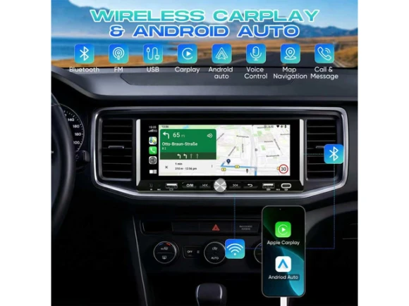 Single-DIN Car Stereo with 6.9-inch Touchscreen — Car Infotainment System, CZPZJC