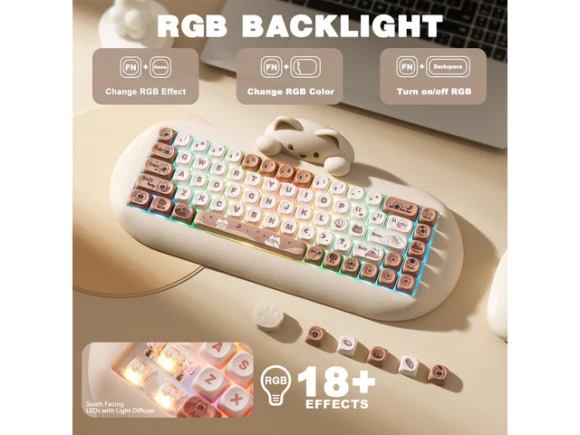 Brown Mechanical Keyboard — Bluetooth Keyboard, YUNZII