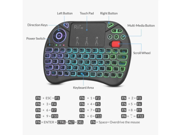 Black Mini Keyboard — Bluetooth Keyboard, Riitek