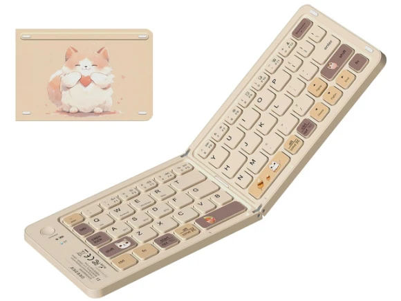 Foldable Bluetooth Keyboard, Z1 Milk Tea Colorful — Bluetooth Keyboard, Ubxxziy