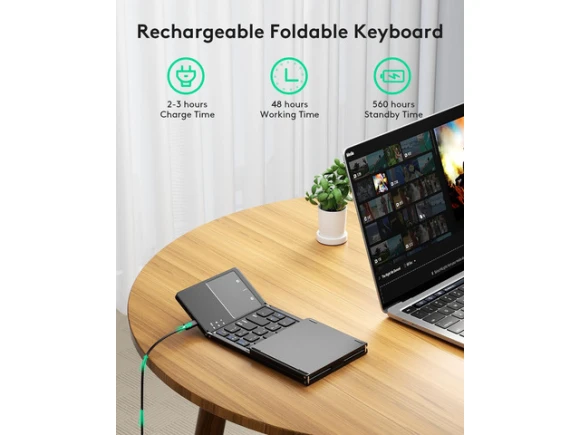 Full-Size Foldable Bluetooth Keyboard with Touchpad — Bluetooth Keyboard, Samsers