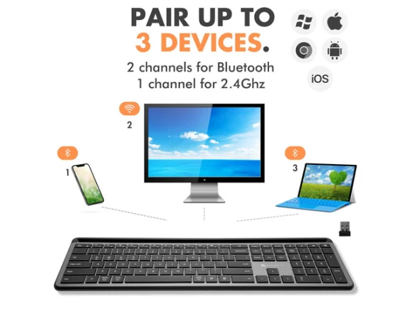Full-Size Wireless Keyboard — Bluetooth Keyboard, X9