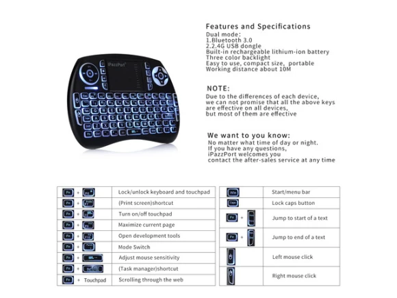 Mini Wireless Keyboard with Touchpad — Bluetooth Keyboard, iPazzPort