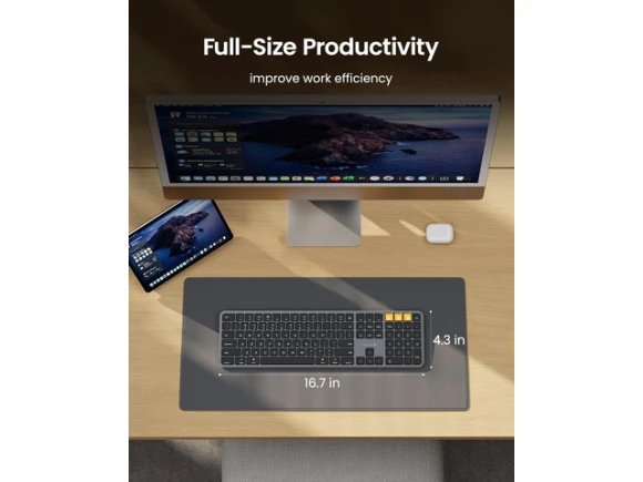 Wireless Keyboard with Numeric Keypad — Bluetooth Keyboard, ProtoArc