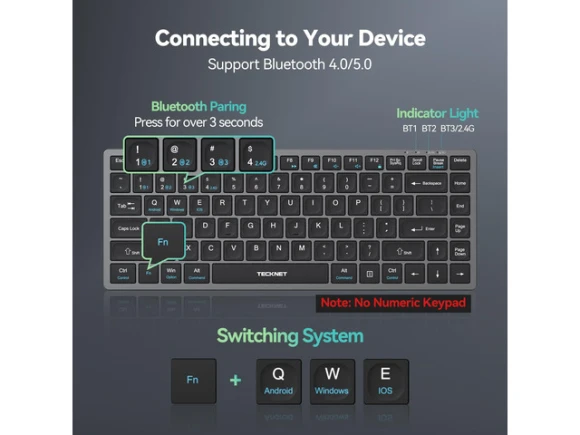 Wireless Keyboard — Bluetooth Keyboard, TECKNET