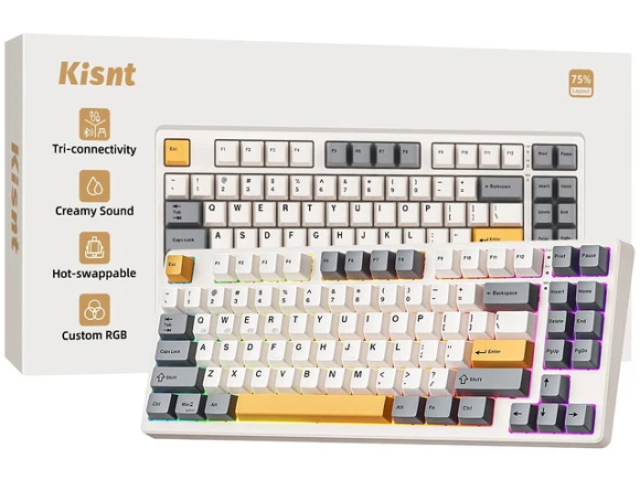 Retro Beige Wireless Mechanical Keyboard — Bluetooth Keyboard, Kisnt