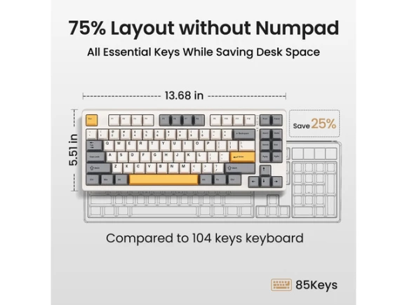 Retro Beige Wireless Mechanical Keyboard — Bluetooth Keyboard, Kisnt