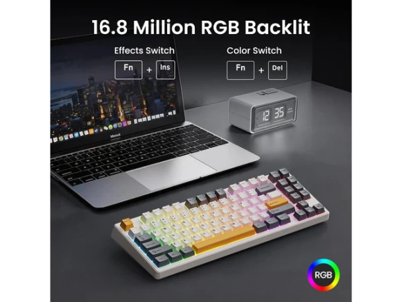 Retro Beige Wireless Mechanical Keyboard — Bluetooth Keyboard, Kisnt
