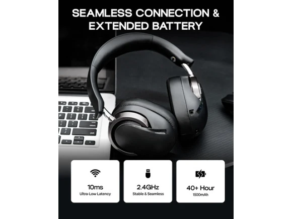 Wireless Gaming Headset, Black Grey — Wireless Earbuds, AULA
