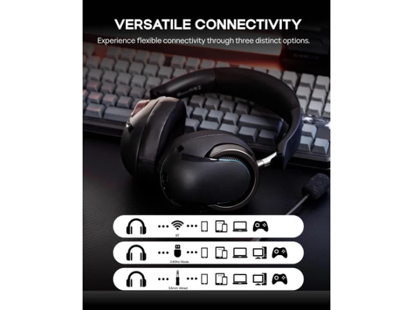 Wireless Gaming Headset, Black Grey — Wireless Earbuds, AULA