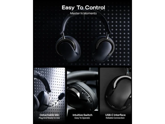 Wireless Gaming Headset, Black Grey — Wireless Earbuds, AULA