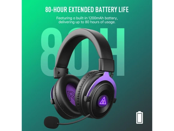 Wireless Gaming Headset with Microphone, Purple — Wireless Earbuds, EKSA