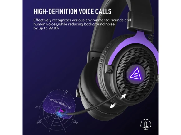 Wireless Gaming Headset with Microphone, Purple — Wireless Earbuds, EKSA