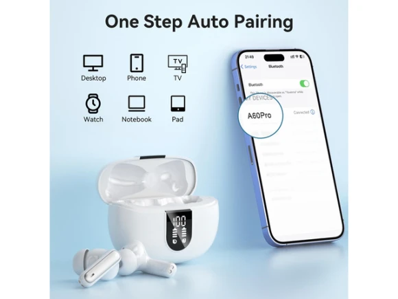 White Wireless Earbuds — Wireless Earbuds, MoBadeety