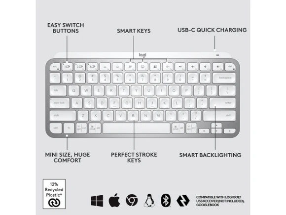 MX Keys Mini Compact Wireless Keyboard — Bluetooth Keyboard, Logitech