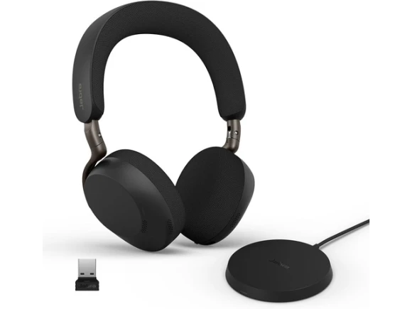 On-ear wireless Bluetooth headset with wireless charging stand — Wireless Earbuds, Jabra