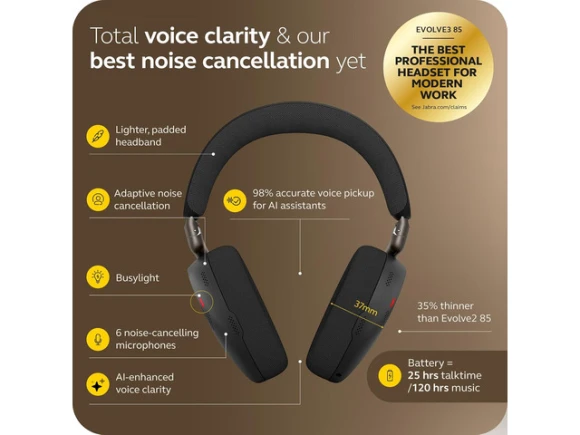 Over-ear wireless Bluetooth headset with microphone — Wireless Earbuds, Jabra