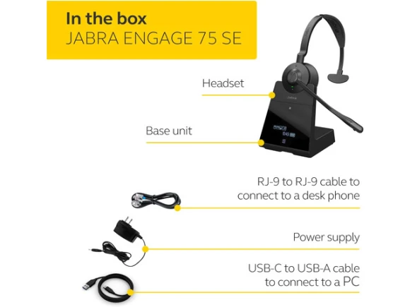 Wireless Telephone Headset, Single-Ear, Black, Second Edition — Wireless Earbuds, Jabra