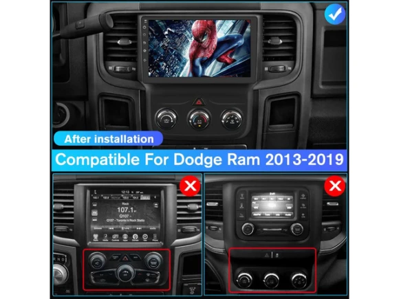 9-Inch Car Radio with Reverse Camera for Dodge Ram 1500, 2500, and 3500 (2013–2019) — Car Infotainment System, litillbuly