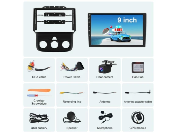 9-Inch Car Radio with Reverse Camera for Dodge Ram 1500, 2500, and 3500 (2013–2019) — Car Infotainment System, litillbuly