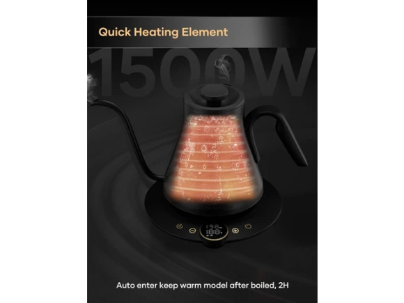 Black 0.9L Gooseneck Electric Kettle — Electric Kettle, STARWELL