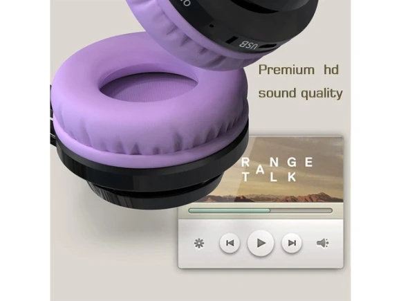 Bluetooth headphones for kids, foldable, Black & Purple — Wireless Earbuds, Riwbox