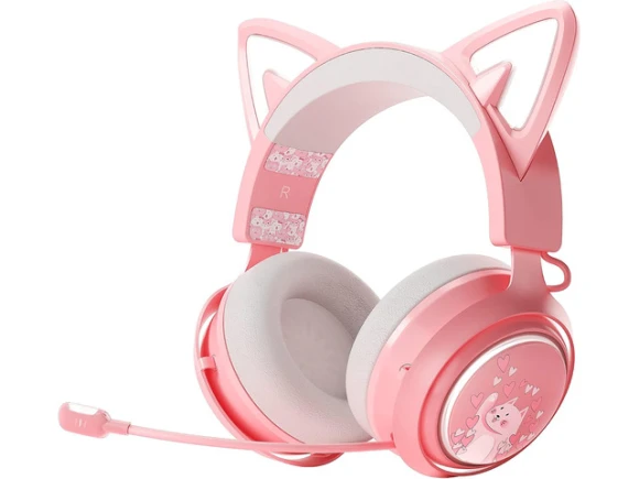 Pink Wireless Cat-Ear Gaming Headphones — Wireless Earbuds, EASARS