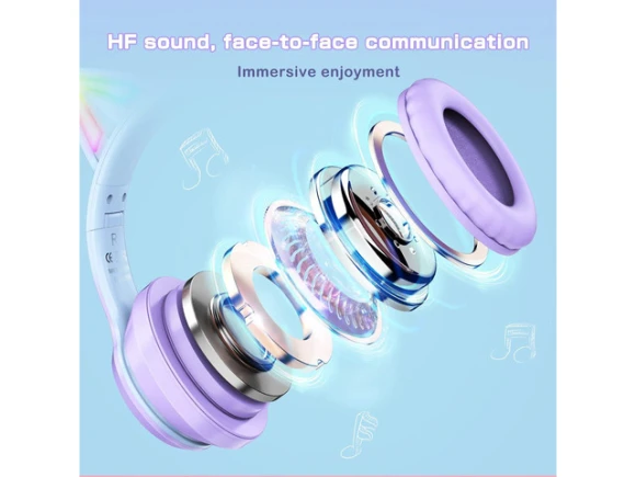 Purple Cat Ear Headphones — Wireless Earbuds, STARWELL