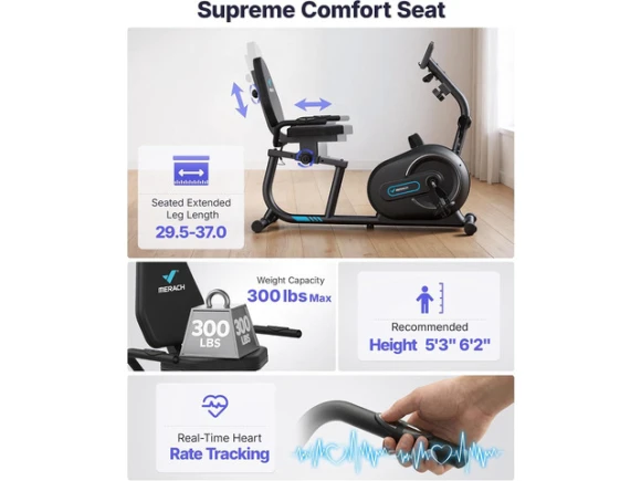 Recumbent Exercise Bike — Connected Equipment, MERACH