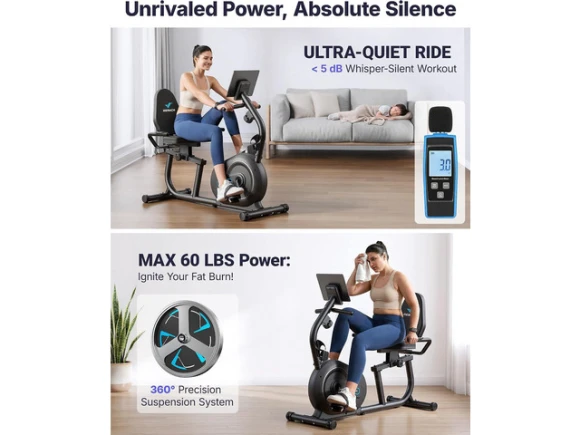 Recumbent Exercise Bike — Connected Equipment, MERACH