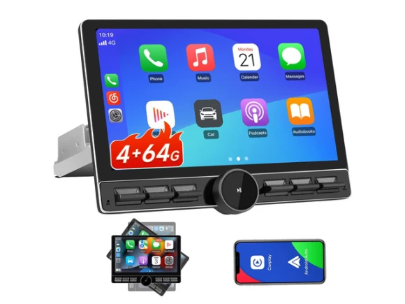 Single-DIN Car Stereo, 10.6-inch Screen, 4GB RAM + 64GB ROM — Car Infotainment System, litillbuly