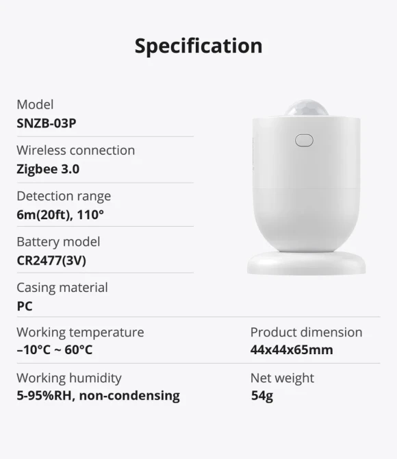 Zigbee Motion Sensor — Motion Sensor, Sonoff