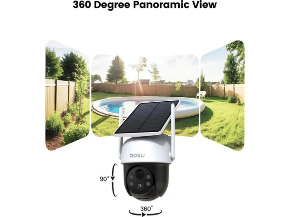 Outdoor Security Camera with Fixed Solar Panel — Security Camera, AOSU