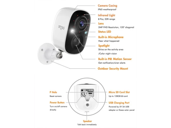 Wireless Outdoor Security Camera — Security Camera, DZEES