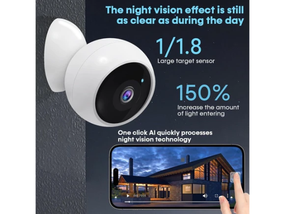 Wireless Security Camera, 2K, Battery-Powered, Magnetic Mount — Security Camera, AMTIFO