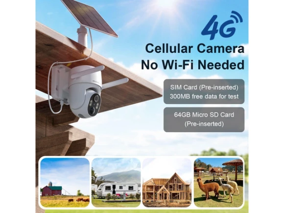 4G LTE Cellular Security Camera with SIM Card — Security Camera, WOOJONG