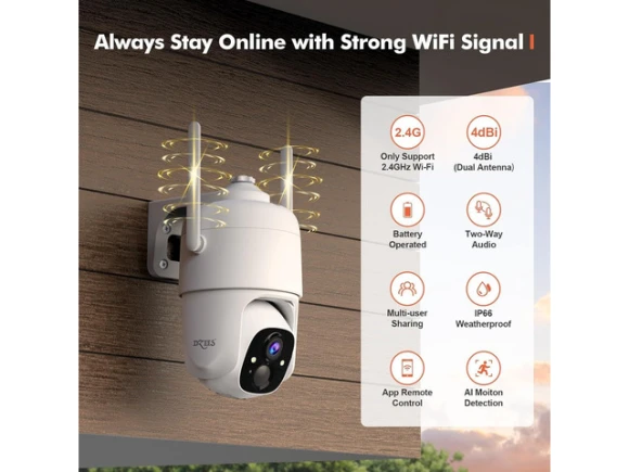 2K Battery-Powered Wireless WiFi Security Camera, 2-Pack — Security Camera, DZEES