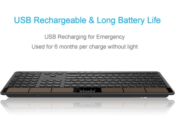 Full-Size Wireless Solar Keyboard — Bluetooth Keyboard, Arteck