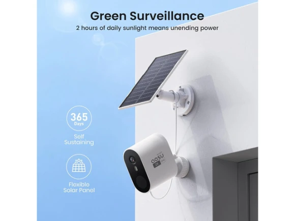 Wireless Outdoor Solar Security Camera Kit, 2 Cameras — Security Camera, AOSU