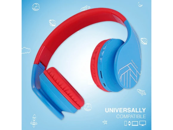 Foldable Over-Ear Bluetooth Headphones for Kids — Wireless Earbuds, PowerLocus