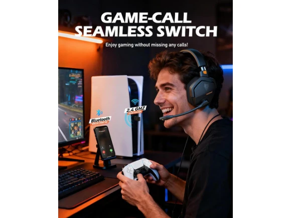 Orange Wireless Gaming Headset — Wireless Earbuds, NUBWO