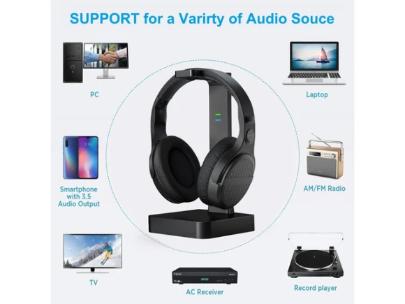 Over-Ear Wireless Headphones for TV Watching — Wireless Earbuds, ANSTEN