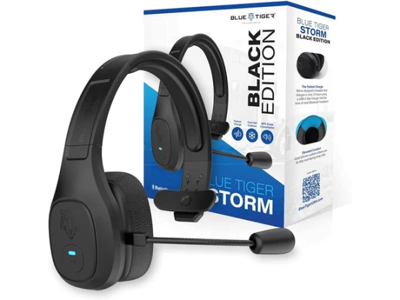 Wireless mono Bluetooth trucker headset with microphone — Wireless Earbuds, Blue Tiger