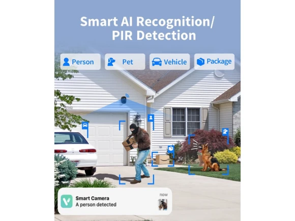 Outdoor WiFi Security Camera, 2K, Black — Security Camera, WOOJONG