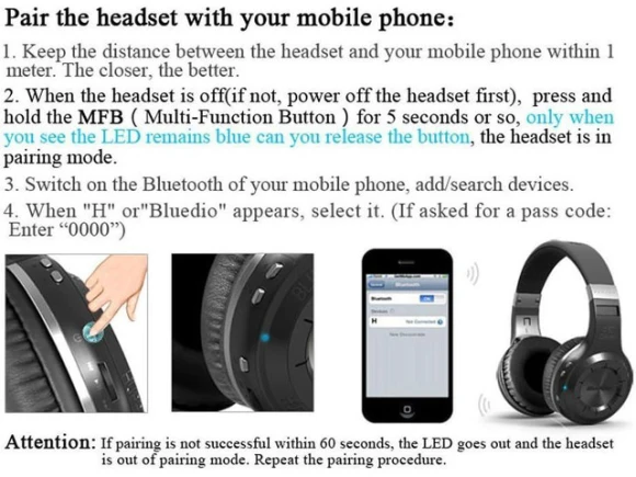Wireless Stereo Headphones — Wireless Earbuds, Bluedio