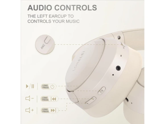 Beige White Wireless Over-Ear Headphones — Wireless Earbuds, LORELEI