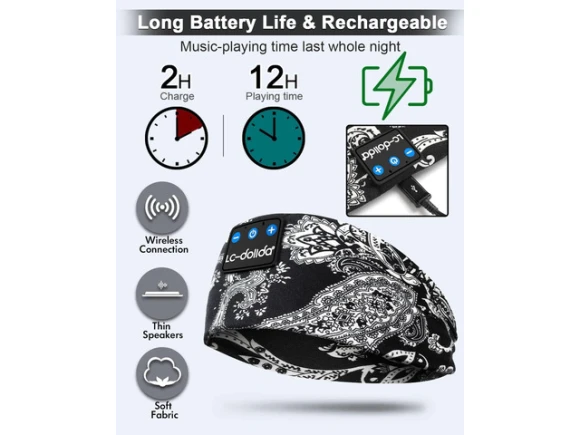 Bluetooth Sleep Headphones with Headband — Wireless Earbuds, LC-dolida