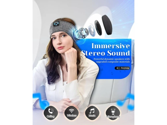 Bluetooth Sleeping Headphones Headband — Wireless Earbuds, Perytong